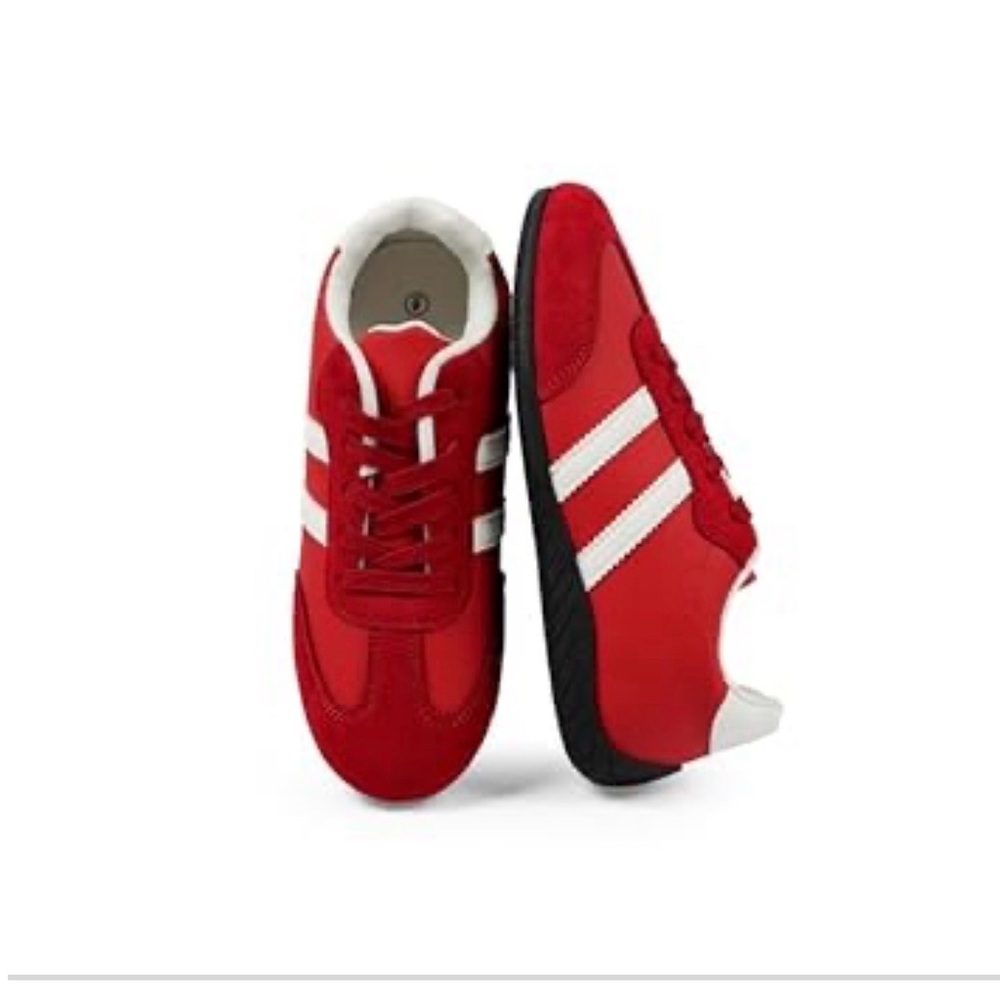 Red Sneakers with White Stripes